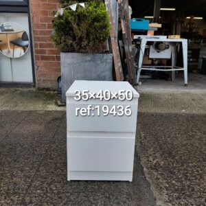 White 2 drawer bedside cabinet 35cm x 40cm x 50cm, Ref:19436