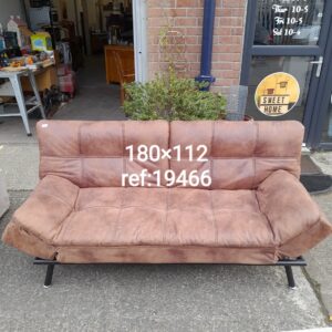 Brown suede fold down sofa bed, Ref:19466