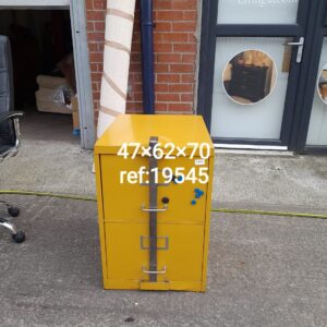 Mustard 2 drawer filing cabinet with locking bar, Ref:19545