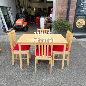 Wooden table 114cm x 71cm with 4 chairs, Ref:19631