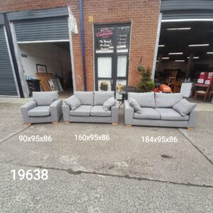 Next grey 3 seater sofa, 2 seater sofa and chair in excellent condition, Ref:19638