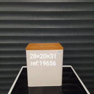 Cream and wood bread bin, Ref:19656