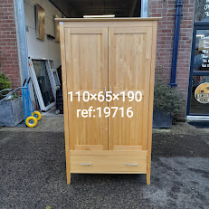 2 door 1 drawer wardrobe 110cm x 65cm x 190cm, Ref:19716