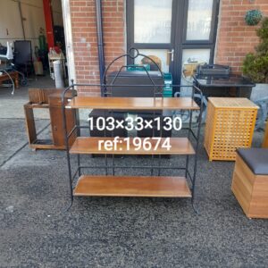 Black metal wooden shelving 103cm x 33cm x 130cm, Ref:19674