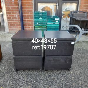 Pair of black 2 drawer bedside cabinets, Ref:19707