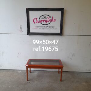 Wooden coffee table with glass 99cm x 50cm x 47cm, Ref:19675