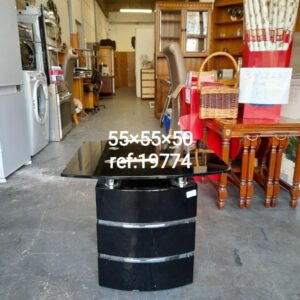 Black gloss and glass table 55cm x 55cm x 50cm, Ref:19774