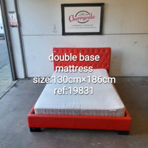 Red double bed with mattress, Ref:19831