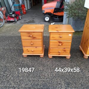 Pair of pine 3 drawer bedside cabinets, Ref:19847