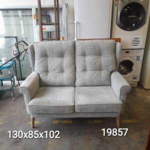 Light green wing backed 2 seater sofa 130cm x 85cm x 102cm, Ref:19857